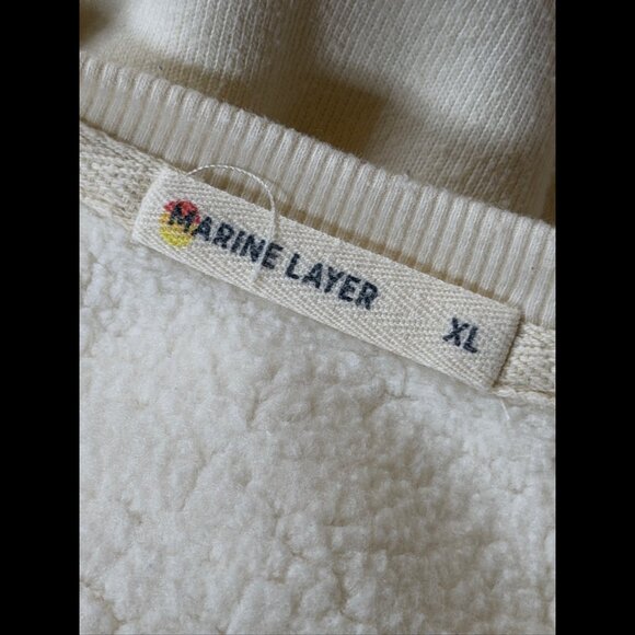 Marine Layer Sweater XL Adults White Pullover Fleece Crewneck Multi Stripe - Picture 8 of 10